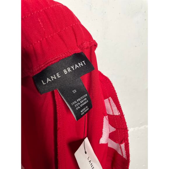 NEW Lane Bryant The Perfect Drape Wide Leg High Waist Pull On Red Pants Size 22 - Picture 4 of 6